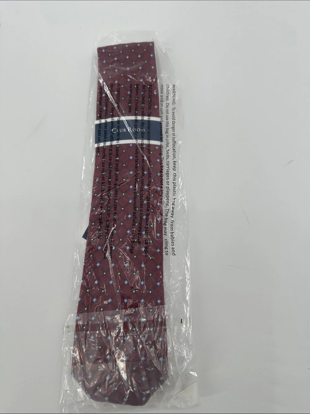Club Room Burgundy Tie with Light Blue Microdots